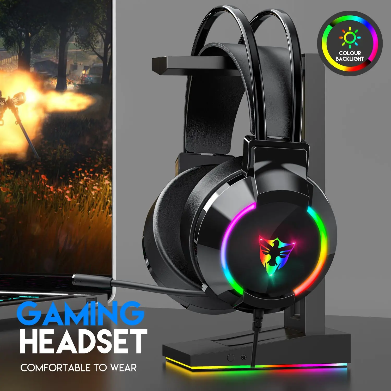 LGOODVIN Neutral G606 Head Mounted Esports Gaming Headset 7.1 Channel Noise Reduction Headphone For PUBG Positioning Crossborder