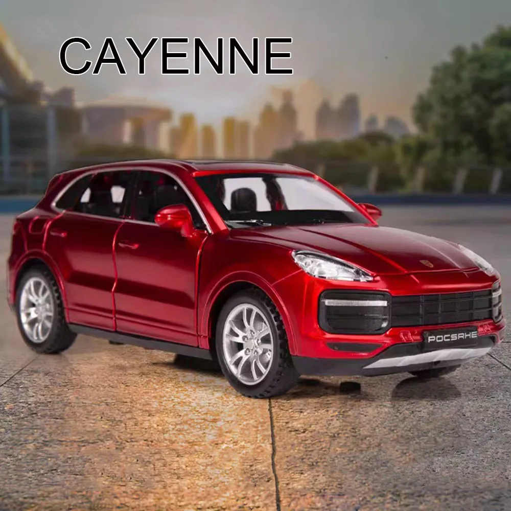 1:32 Cayenne Macan Cars Alloy Toys Diecast Models Wheel Pull Back Vehicles 6 Doors Opened Miniature SUV for Child Adult Gifts
