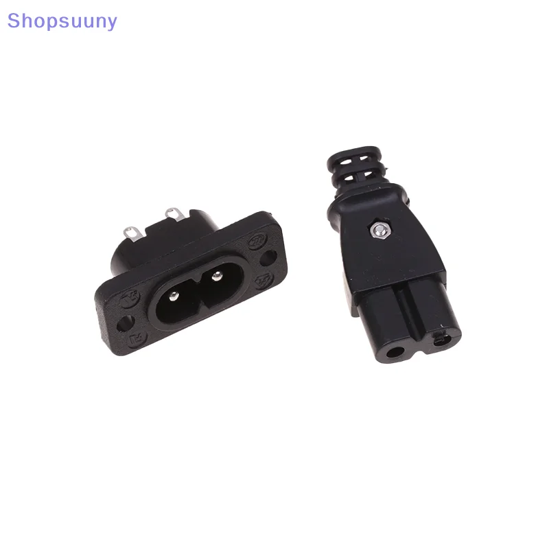 [SU]C8 Male Power Socket Female Plug Power Outlet Embedded Electric Connector 35mm*15mm AC 2.5A 250v 8-shaped Plug Socket[SU]
