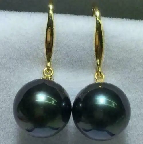 

Round AAA 16mm Natural South Sea Black Shell Pearl Earrings