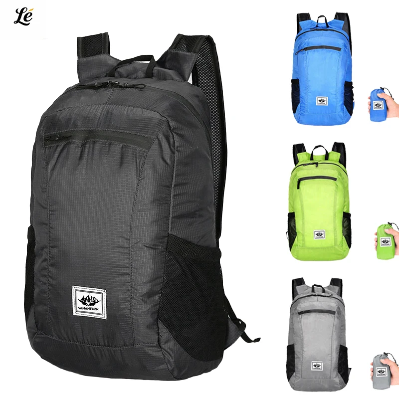 Mochila de senderismo ligera, impermeable, diseño plegable, paquete de Camping compacto para viajes al aire libre, avión, llevar y uso en Picnic