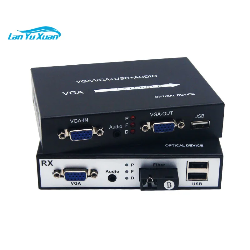 1080P VGA KVM Over Fiber Converter Via Single Mode Single Fiber Extender up to 20km with Audio VGA Loop-out