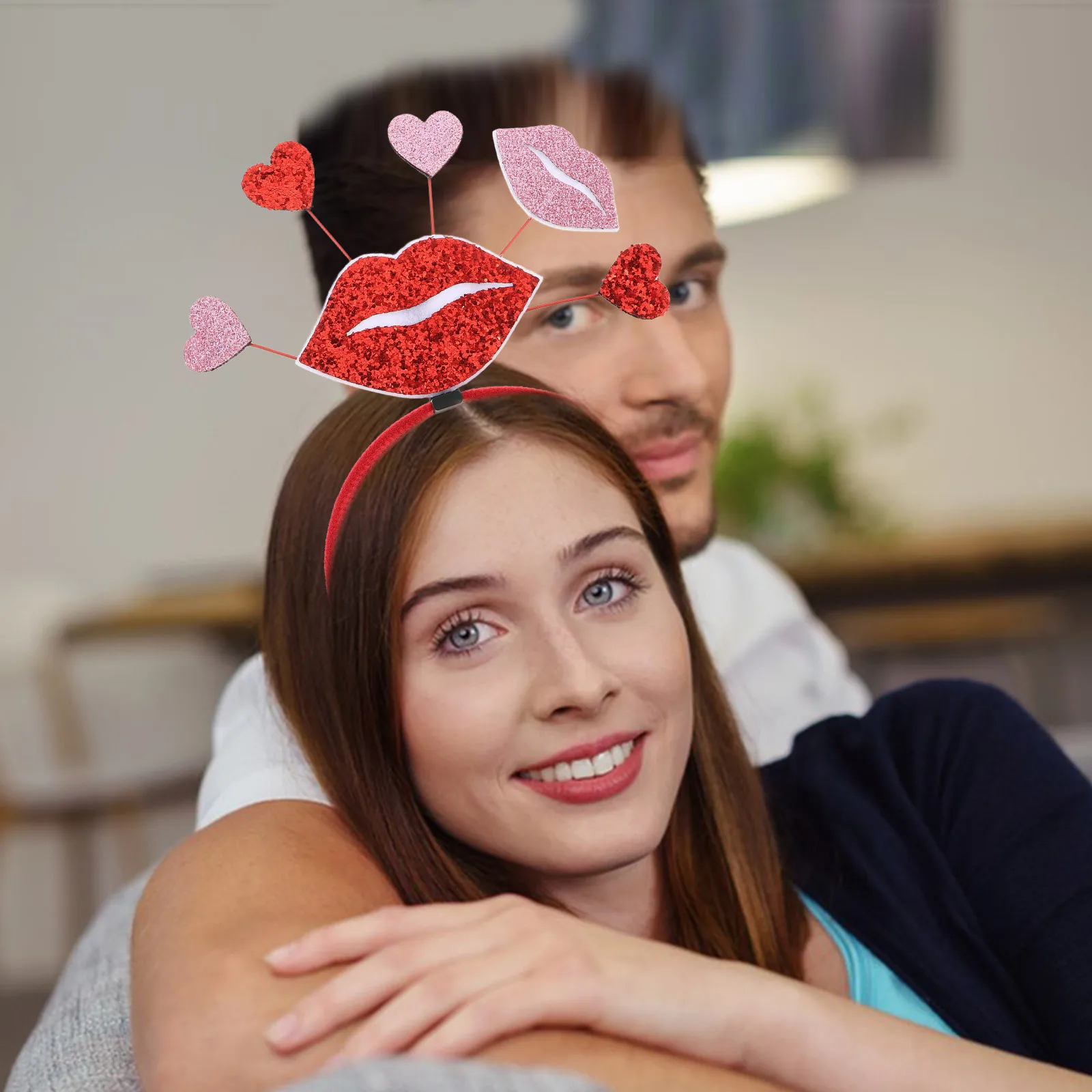 

Red Glitter Heart Valentines Day Headband Romantic Hair Bands Wedding Party Accessories Women Valentines Day Hair Bands