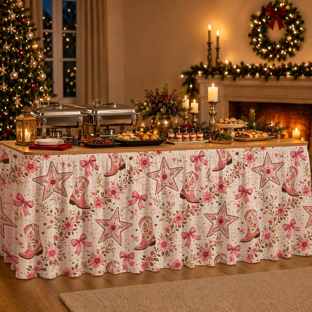 Single lady's denim floral twill plant relay table skirt, for single party decoration