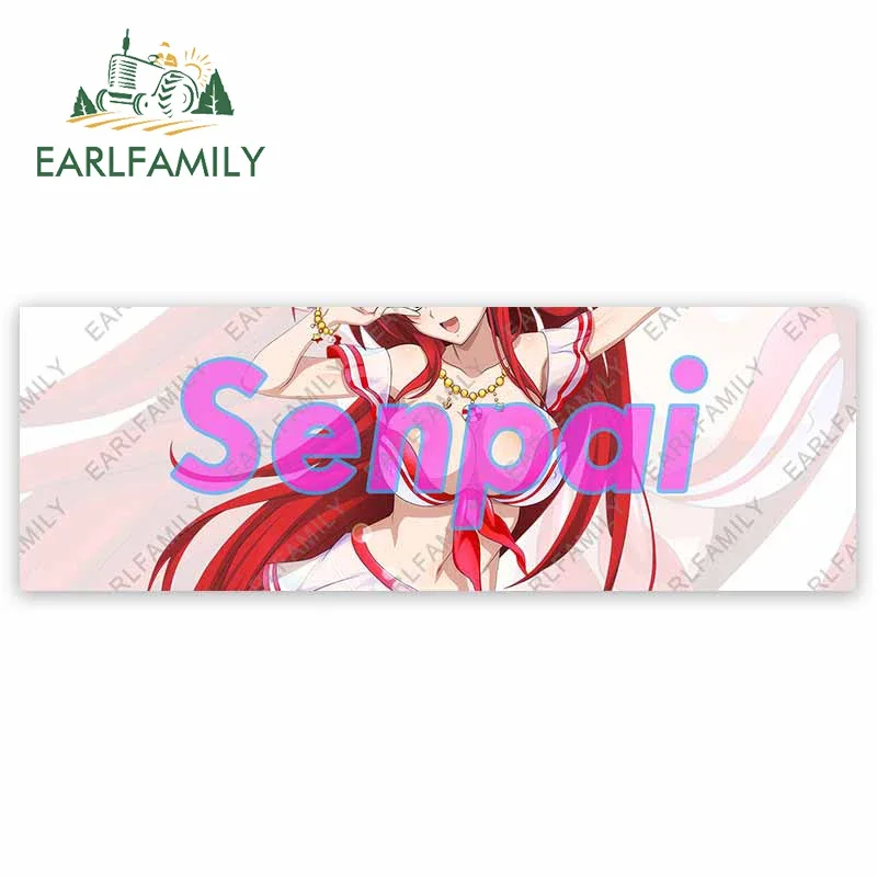 

EARLFAMILY 13cm X 4.4cm For Senpai Sexy Girl Anime Car Sticker Funny Decal Graffiti Windshield Car Refrigerators Campervan Decor