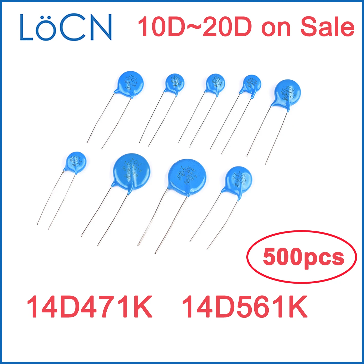

500PCS Varistor 14mm 14D 20D 10D 14D471K 14D561K 470V 560V VDR Mass Lot 471 561 LoCNService