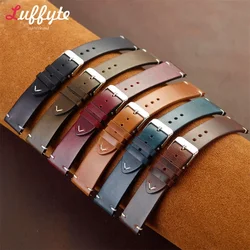 Business Oil Wax Leather Wristwatch Strap 18mm 20mm 22mm Quick Release Retro Watchband with Pin Buckle Watch Accessories 