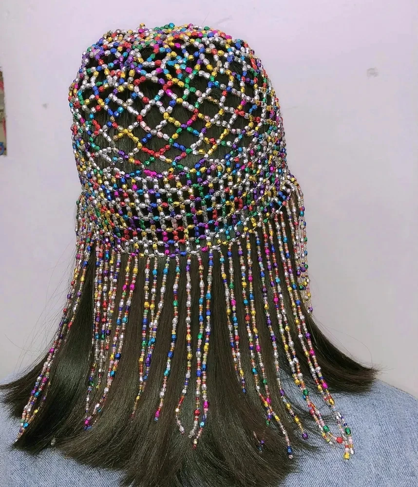 2023 body chain Girls Women Exotic Acrylic Beaded Belly Dance Head Cap Hat Headwrap / Hair Accessory / Headpiece for Party Weddi