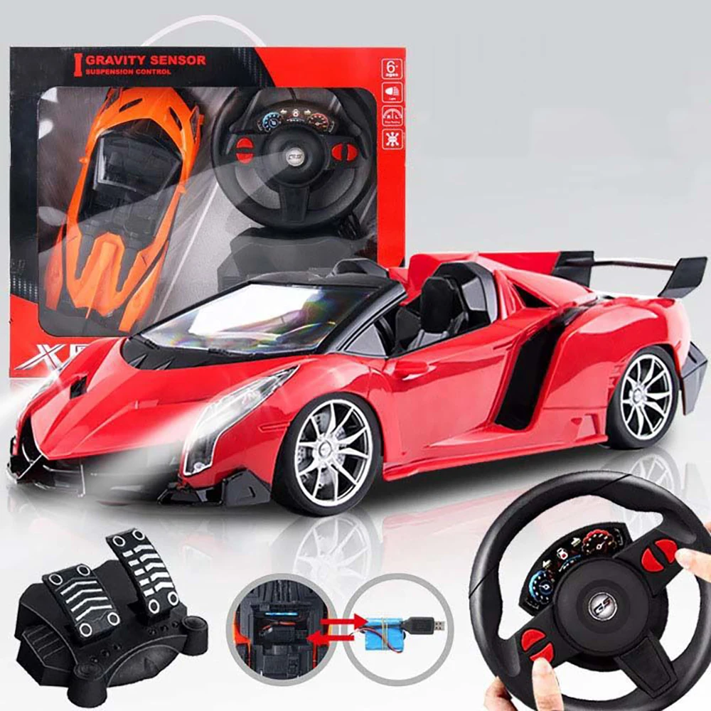 

Remote control car 1:16 drifting car with steering wheel charging four-way high-speed car gravity sensing electric toy