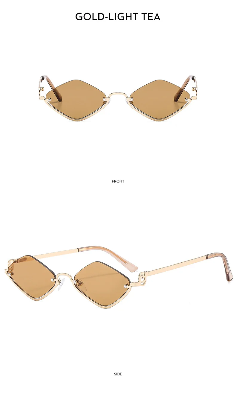 Mode Kleine Polygonale Sonnenbrille Frauen Marke Metall Halb Rahmen Gläser Damen Hipster Sexy Cat Eye Shades Vintage – Detail 10