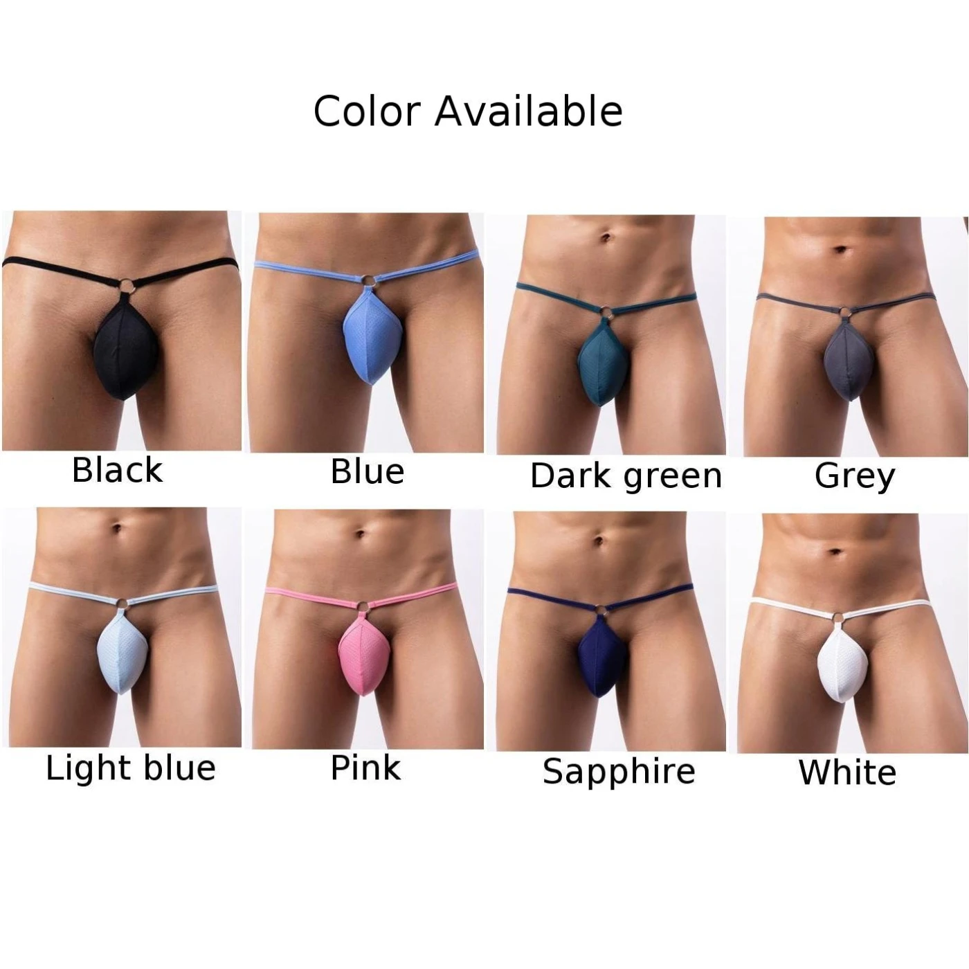 Hollow Breathable G-Strings Thongs Mens Sexy T-Back Briefs Gay Underwear Enhance Pouch Panties Low Rise Exposed Butt Underpant