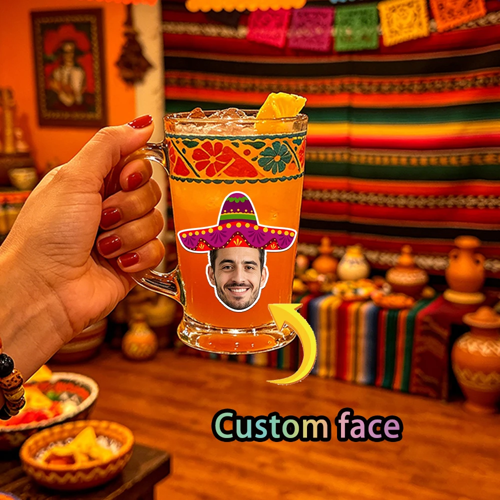 20pcs  Custom Brazilian Style Themed Stickers, Custom Personalized Face Photo Stickers for Party Decor