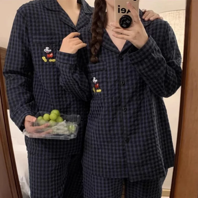 New Female Korean Version of the Spring and Autumn Long-Sleeved Pyjamas Female Ins Wind Students Fresh Grid Homewear Suit