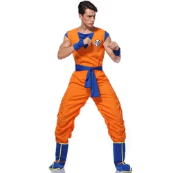 Adult Man Halloween Japanese Anime Son Goku Cosplay Costume Superheroes Role Play Orange Jumpsuit Fancy Dress Up