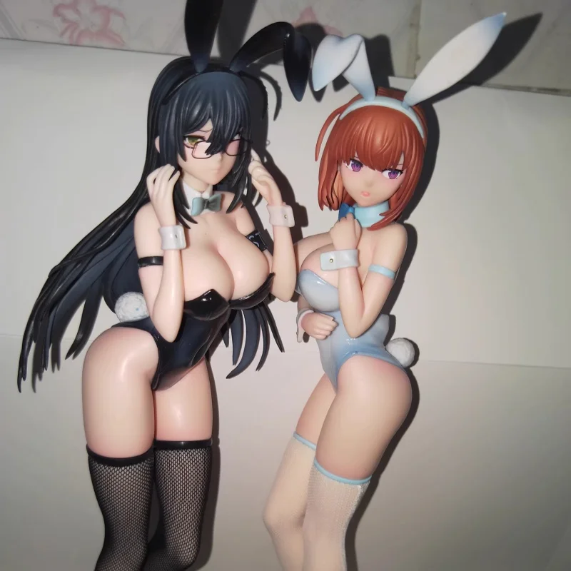 

Высококачественные фигурки девочек-кроликов в стиле аниме, кавайные черно-белые статуэтки девочек-кроликов, коллекционные 2D-украшения для рабочего стола для любителей аниме.