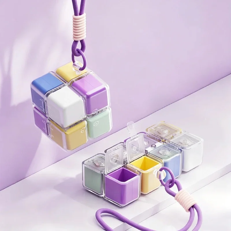1PCS Weekly Pill Organizer - Foldable Travel Pill Organizer Magic Cube - Large Daily Pill Case for Fish Oil, Medicine, Vitamins