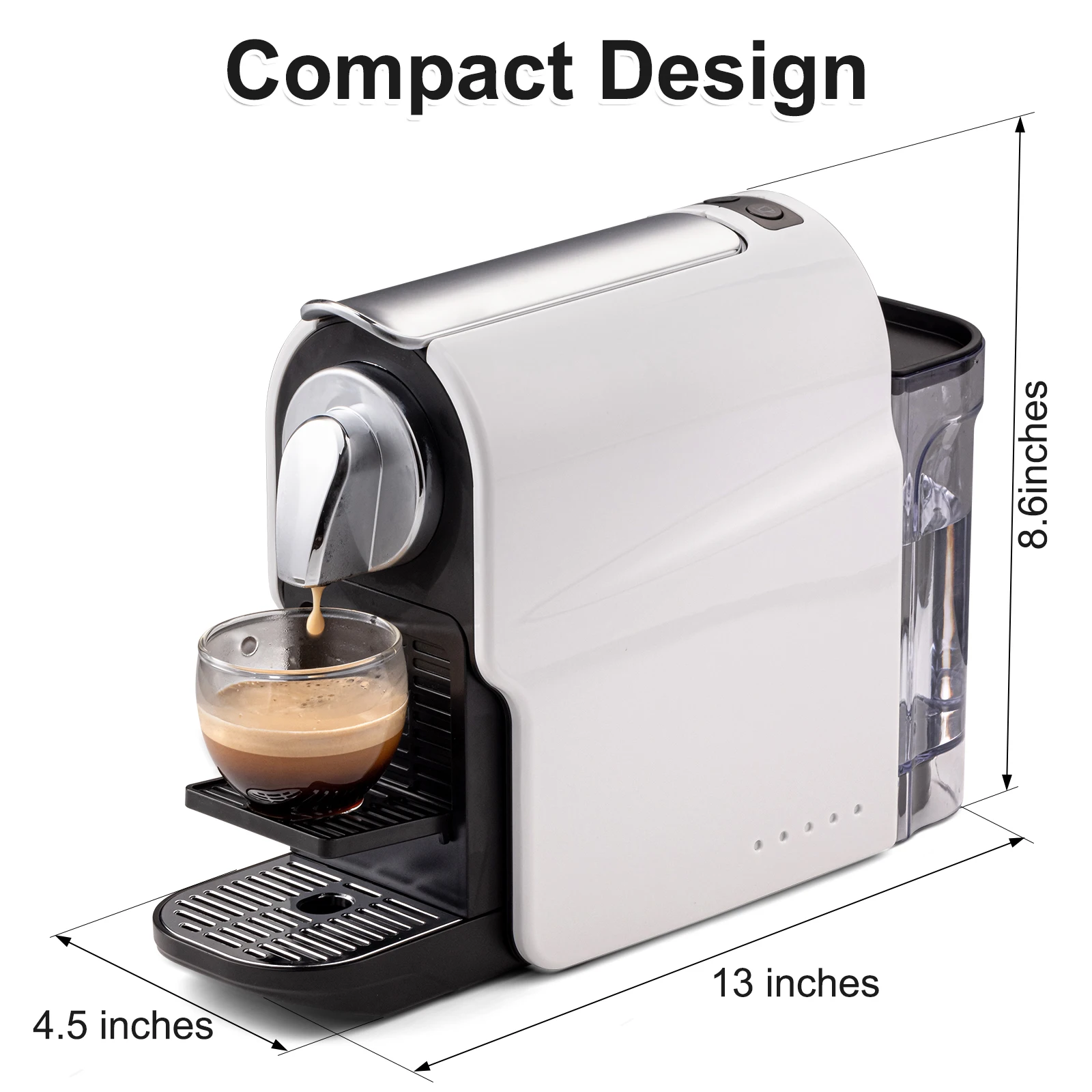 Espresso Pod Machine for Home, Compact Capsule Coffee Maker for Nespresso Original Pods, 20 Bar High Pressure Pump