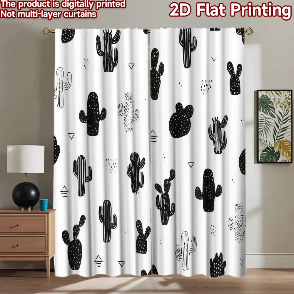 

1pc 2D flat Photography Backdrop Tapestry Black and White Cactus 100% Polyester Birthday Party Use for Suitable for bedroom,