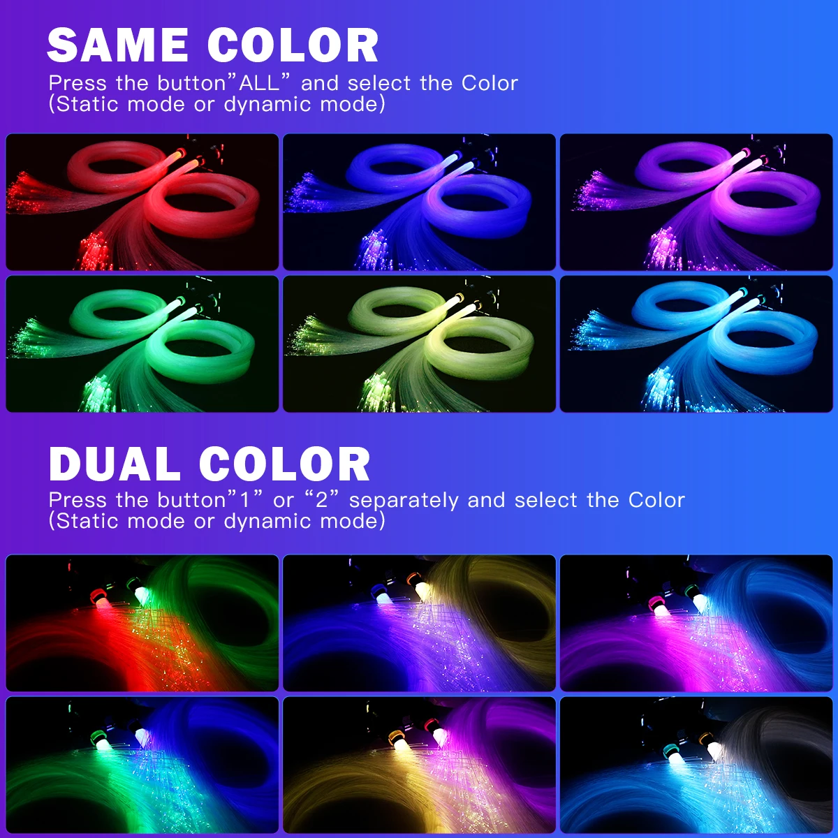 Double head 50w RGBW 4-speed Twinkling Fiber Optic Star Ceiling Light Kit Music RF Controller Ceiling Bar Stage Star Light