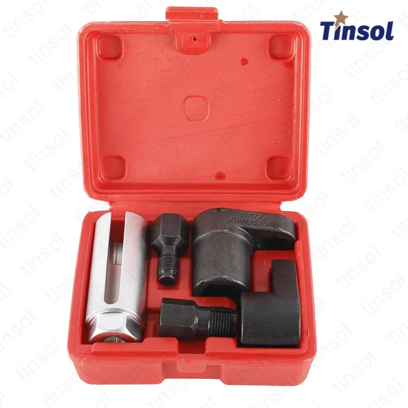 TINSOL 5pcs Pro Oxygen Sensor Wrench Kit for Automotive O2 Socket Removal Install Offset Vacuum Sensor Socket Thread Chaser Tool