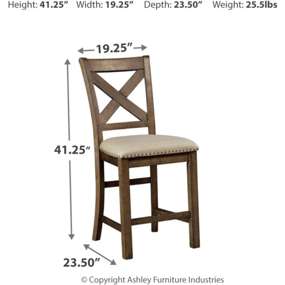 Moriville Rustic Farmhouse-Tabouret de bar 24.5 ", 2 unités, beige et marron