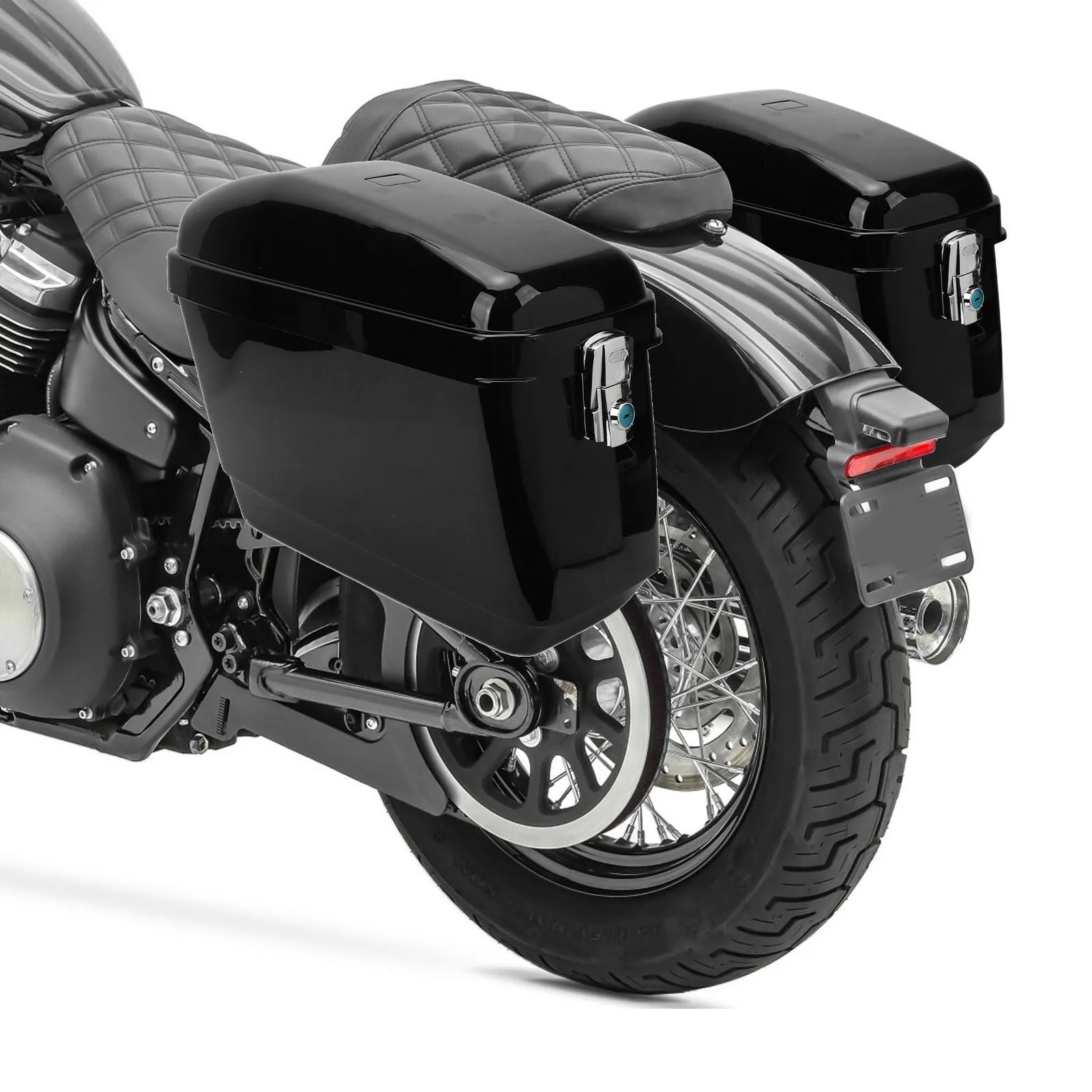 Motorcycle Hard Saddle Bags 45L Capacity Weatherproof Motorcycle Saddle Hard Luggage Universal For Davidson/Cruiser/Suzuki
