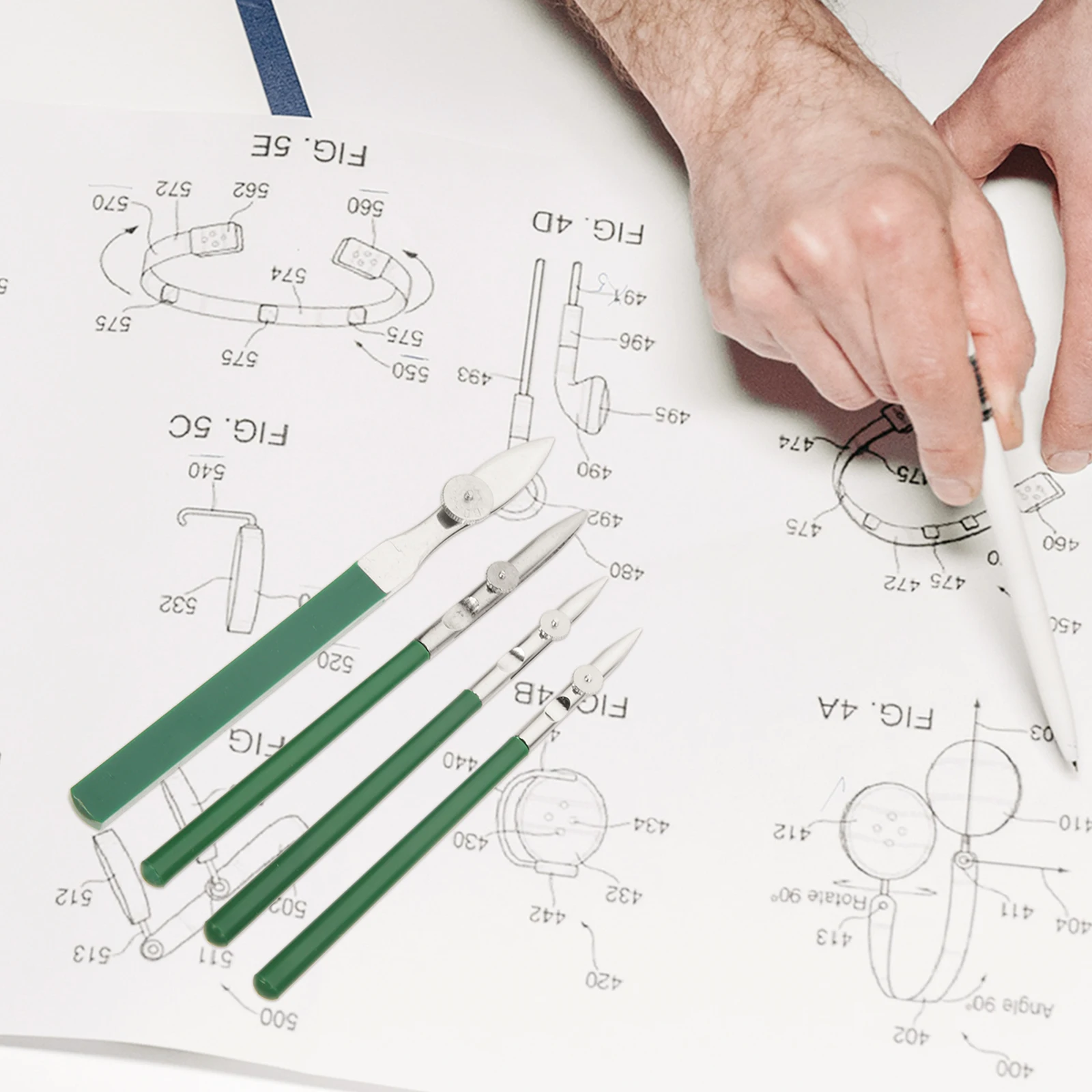 

4pcs Straight Ruling Pen Set Durable Plastic Metal Material Drawing Tool For Line Art Painting Tip Convenient Design