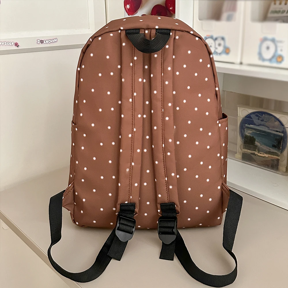 Backpack, Casual Rucksack, Polka Dot Print Large Capacity Multi Pockets Adjustable Strap Daypack for Daily Outing City Shopping