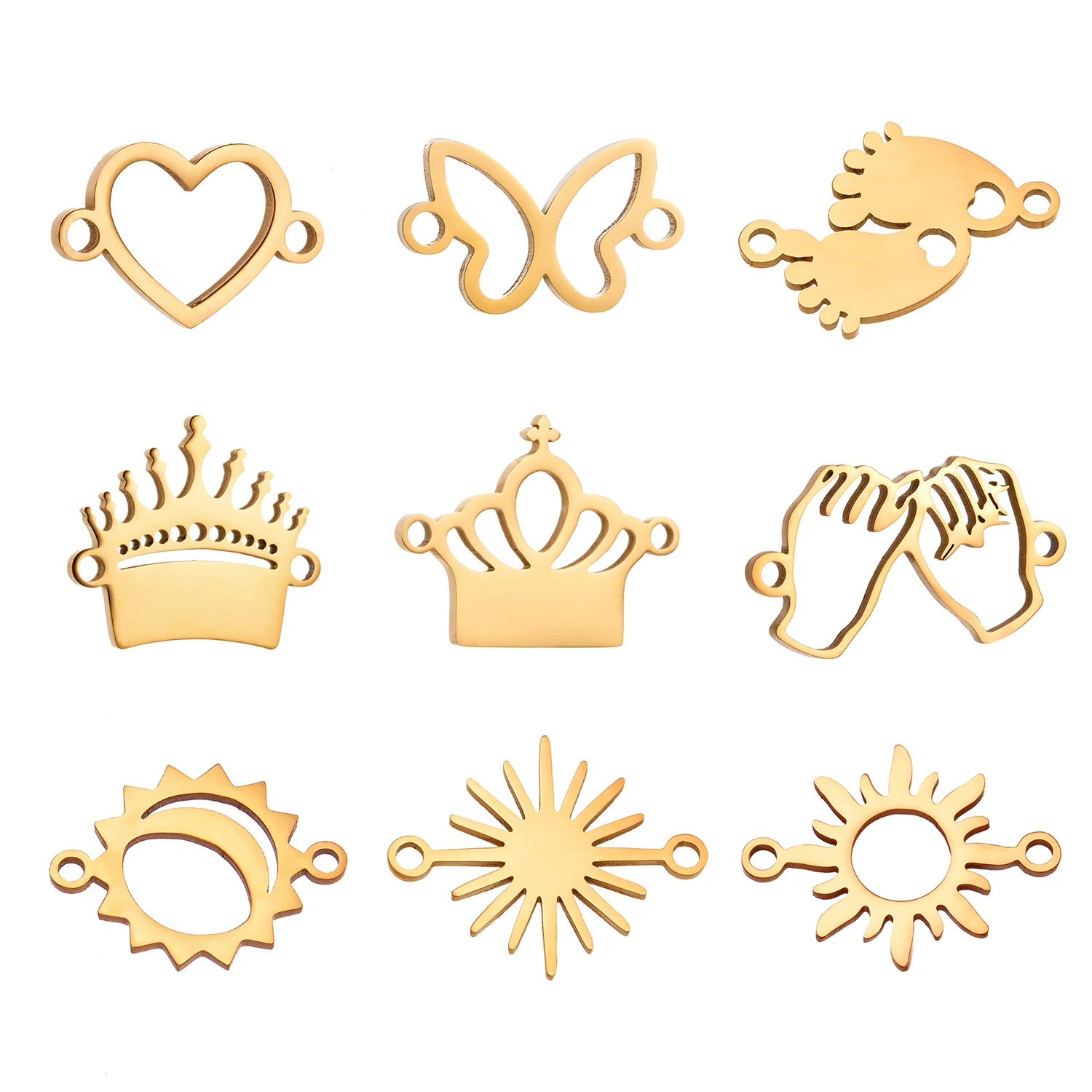 5 sztuk/partia korona ze stali nierdzewnej Charms i kwiat słoneczny wisiorek złącze dla naszyjnik DIY kolczyki bransoletka akcesoria do wyrobu biżuterii