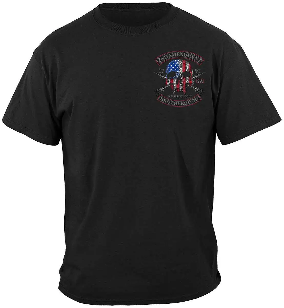 American Flag Skull 2nd Amendment Brotherhood Biker T-Shirt 100% Cotton O-Neck Short Sleeve Summer Casual Mens T-shirt