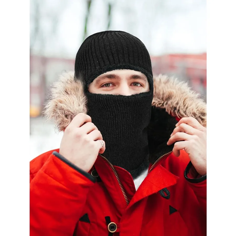 Passamontagna lavorato a maglia più caldo cappello antivento che copre il viso per uomo donna in pile sport all'aria aperta