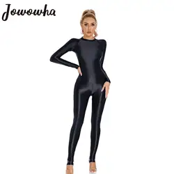 Womens Glossy Long Sleeve T-shirt Top with High Waist Leggings Tights Gym Workout Yoga Gymnastics Slim Fit Sportswear Tracksuit