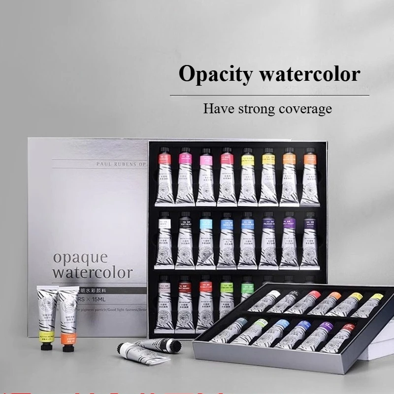 15ml Opaque Watercolor Pigment Rich in Color Strong Coverage and Light Resistance for Hand-painted Sketch Design Art Supplies