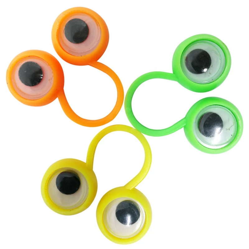 50pcs Funny Interactive Wiggle Eye Finger Rings Puppets Cartoon Eyeballs Children Kids Toys