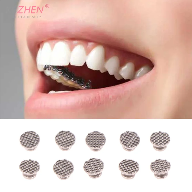 

10 шт., стоматологические ортодонтические лингвальные пуговицы из нержавеющей стали для склеиваемых металлических сетчатых базовых кнопок, моноблочные ортопедические материалы для стоматолога