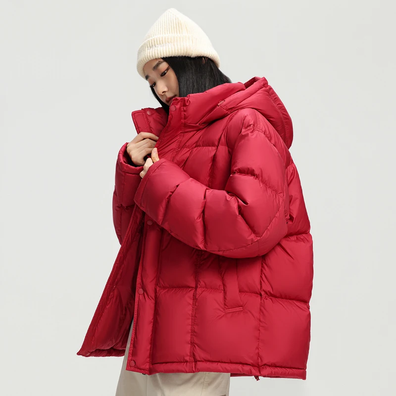 

White Duck down Puffer Jacket Thickened Warm Stylish Couple Style Men's Outerwear Urban Fashion Outdoor Sports Casual Wear