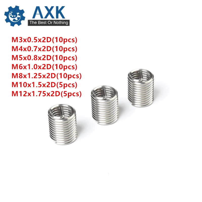 

60 шт./компл. M3-M12 вставка с проволочной резьбой из нержавеющей стали 304, проволочная винтовая втулка, винтовая втулка, комплект вставок для ремонта проволочной резьбы
