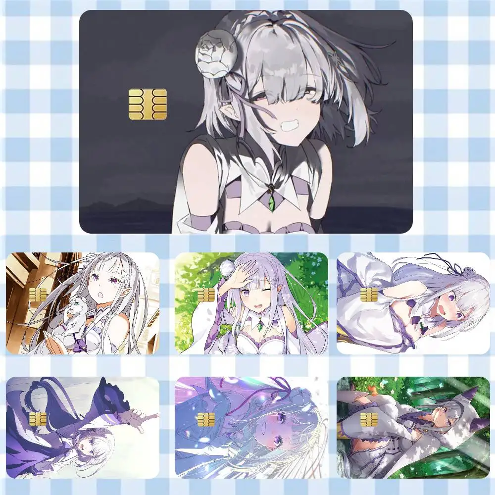 re zero infinity Emilia Cute Anime G-Girl  Sticker Film Tape Skin for Credit Card Debit Card Cartoon Waterproof Stickers