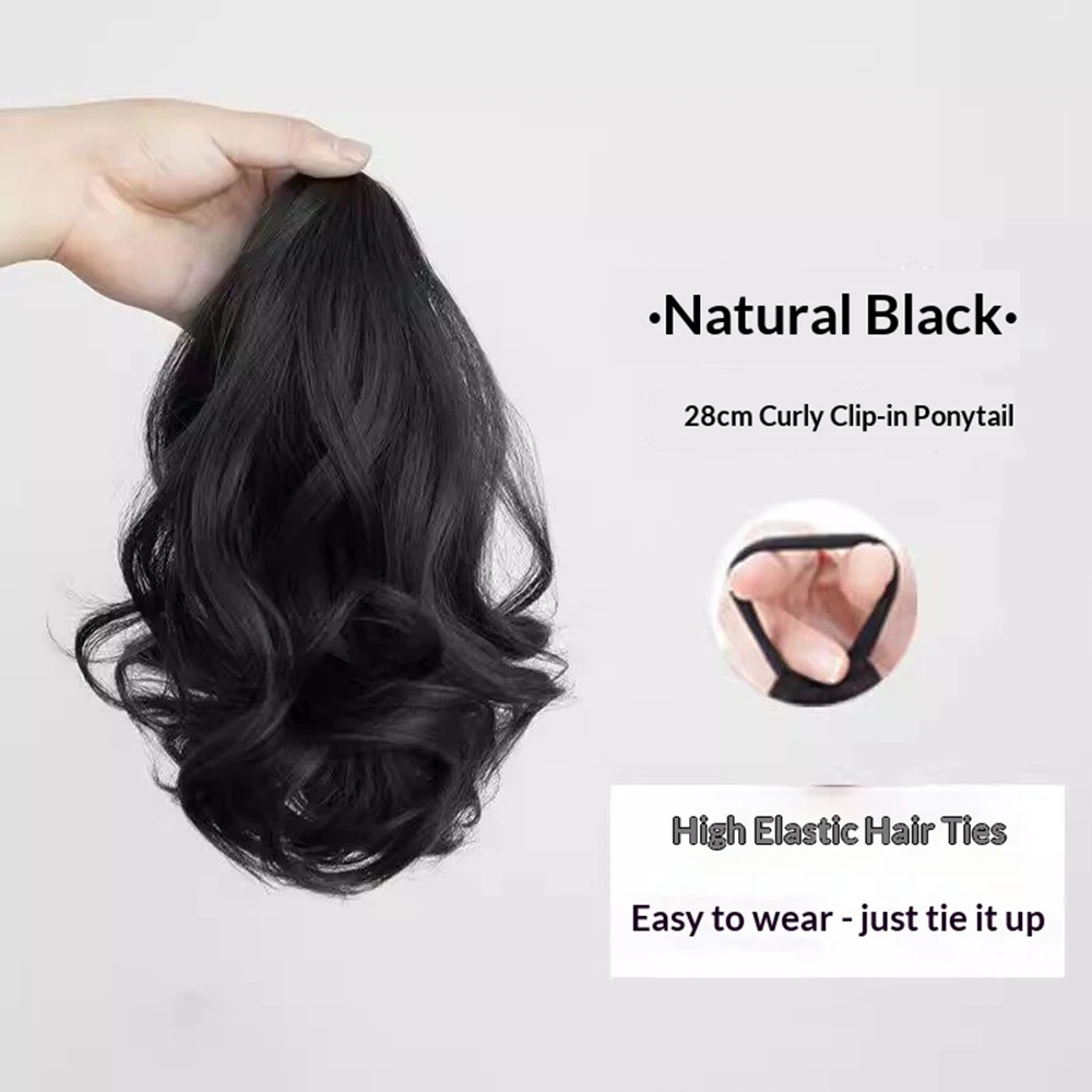 10 Inch Synthetic Pear Flower Curly Ponytail Wig Elastic Band Heat Resistant Natural Hair Accessories for Women Daily Party view 6