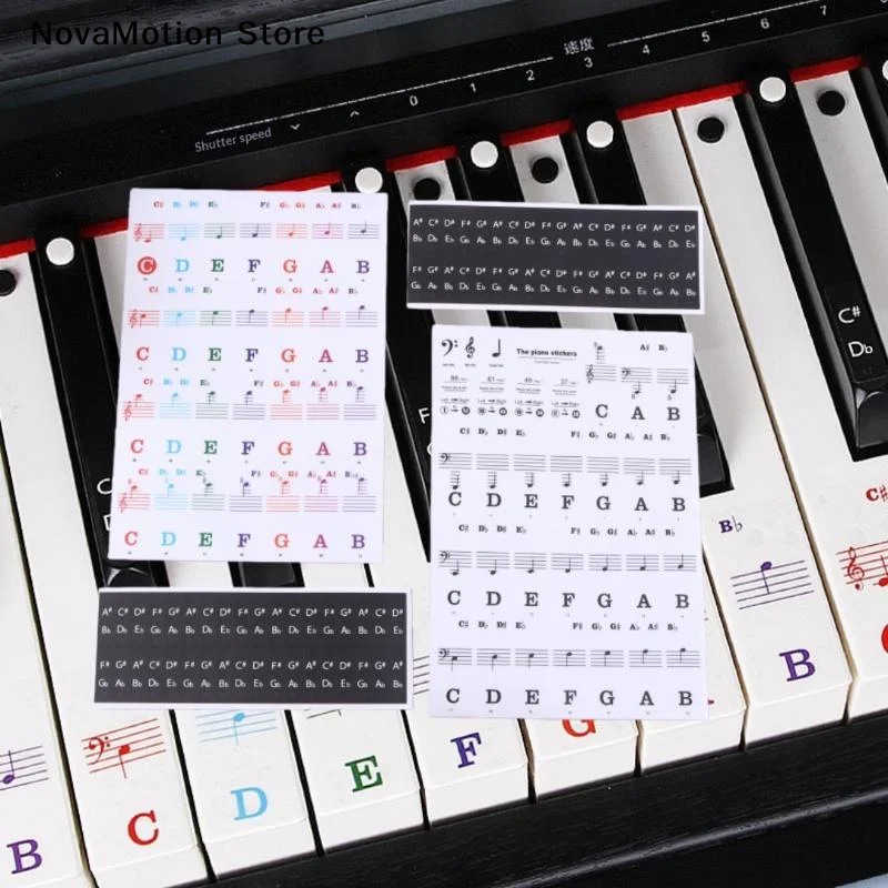 [NM]1 Set Beginner Letter Piano Sticker 88/61/54/49 Keys With Removable Colored Note Labels Piano Keyboard Stickers[NM]