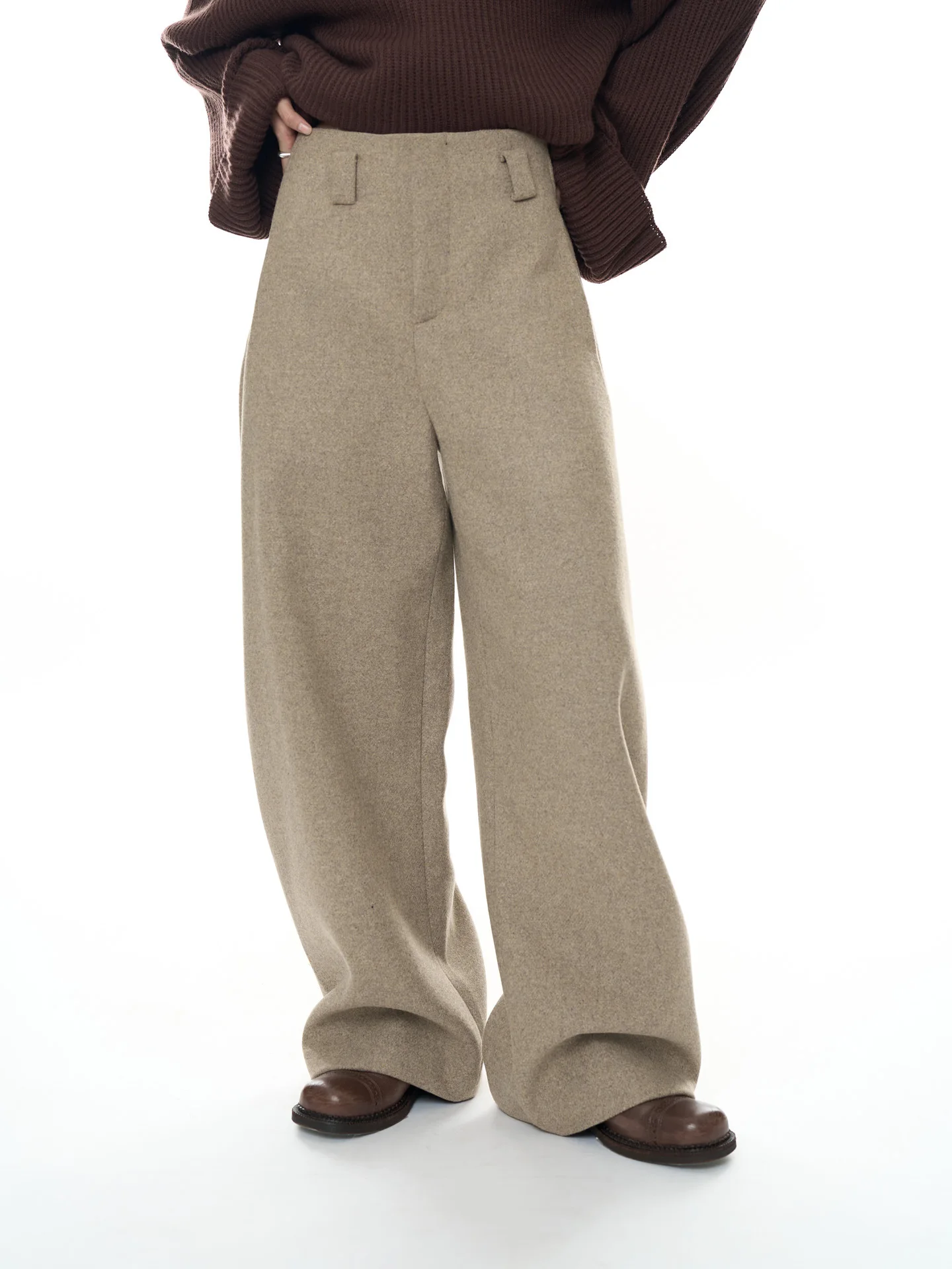 

Spring women's casual solid color high waist loose wide leg pants