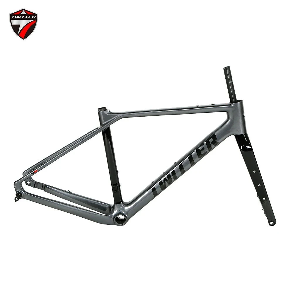 700C Twitter Carbon Road Gravel Bike Frame Disc Brake Thru Axle 12x100mm 12x142mm Inner Cable Framesets Bicycle Accessories