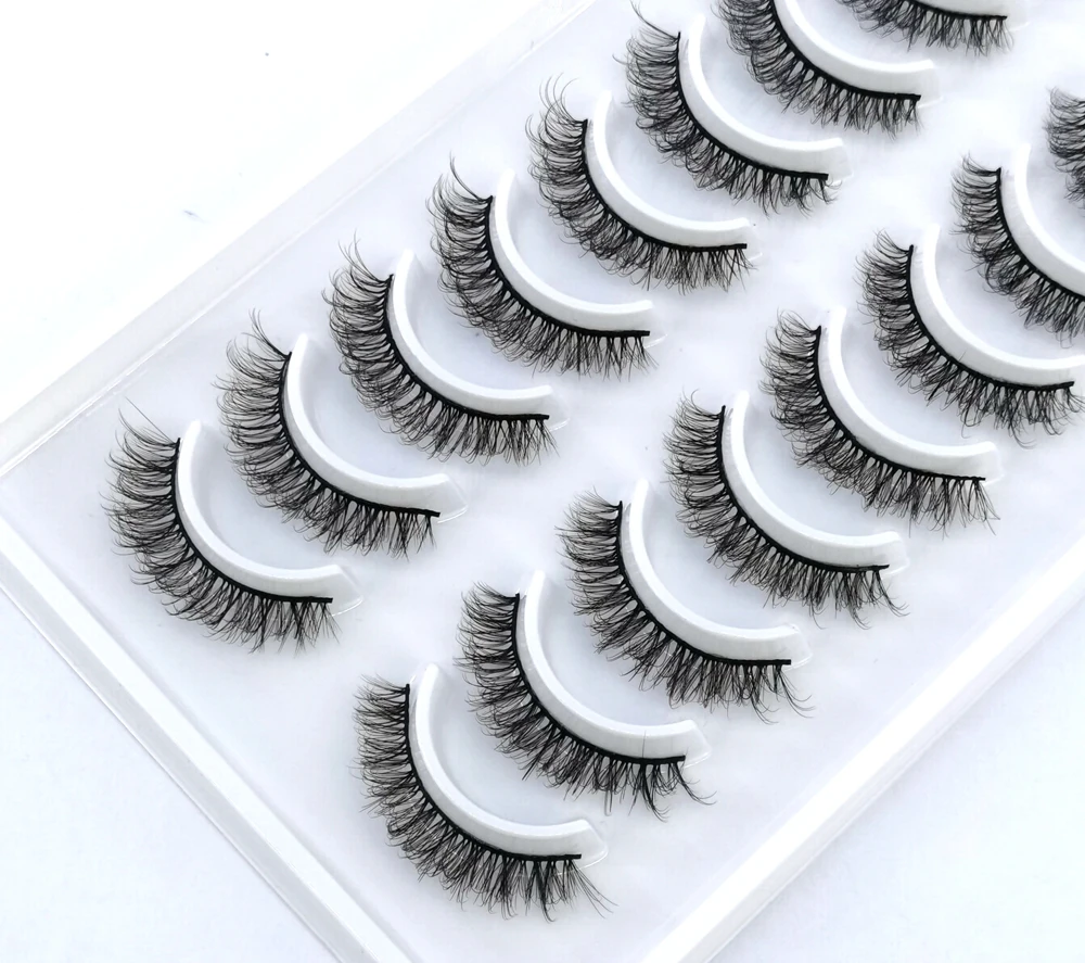 HBZGTLAD Russian Strip Lashes 10 Pairs 3D Mink Lashes Natural Eyelashes Dramatic False Eyelashes Wholesale Eyelash Extension