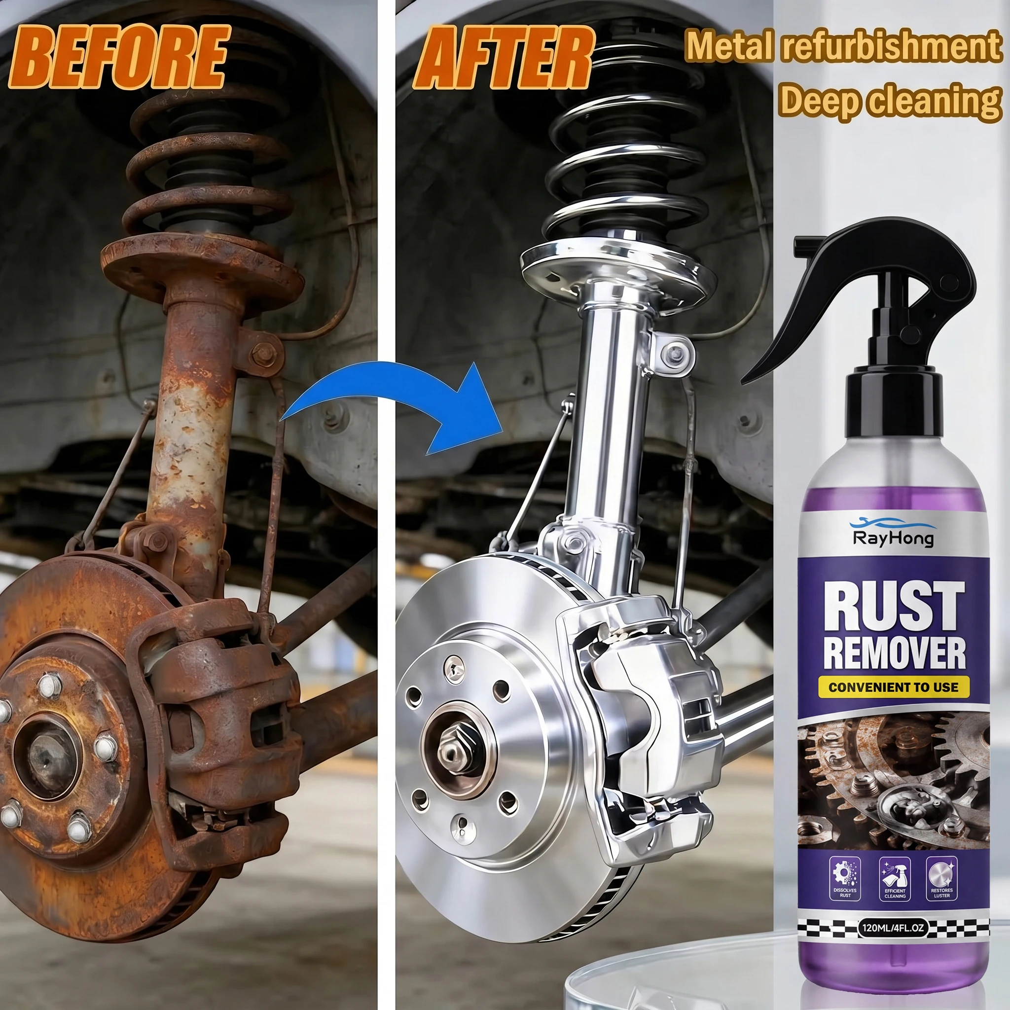 120ml Car Rust Remover Multifunctional Used for Removing Rust Providing Surface Protection on Iron Metal Surface Car Brake Pads