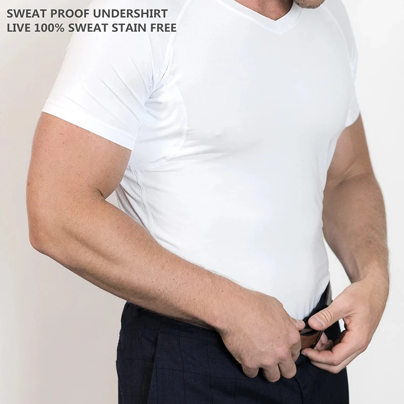 Men's SLIM FIT CREWNECK Sweatproof Undershirts Fight Odor And Block Underarm Sweat Lmport Austria Modal