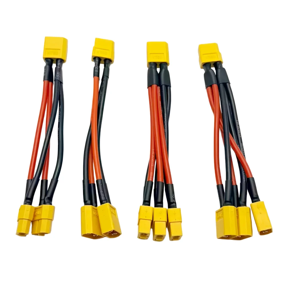 1/4PCS XT60 Parallel Connector 3-Way 14AWG Silicone Wire Male/Female Dual Extension Y Splitter 10cm for RC Battery Charger Motor