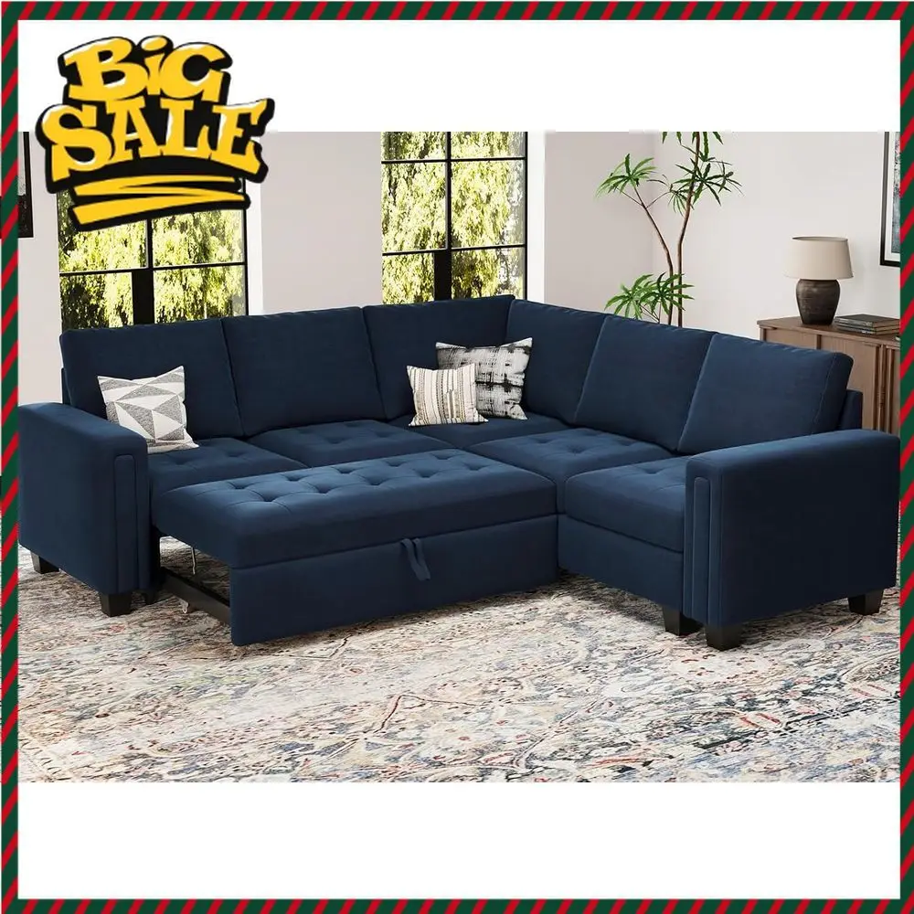 

BestsellerBestsellerVelvet L-Shaped Sleeper Sofa with Pull-Out Couch Bed, Blue Living Room Sectional