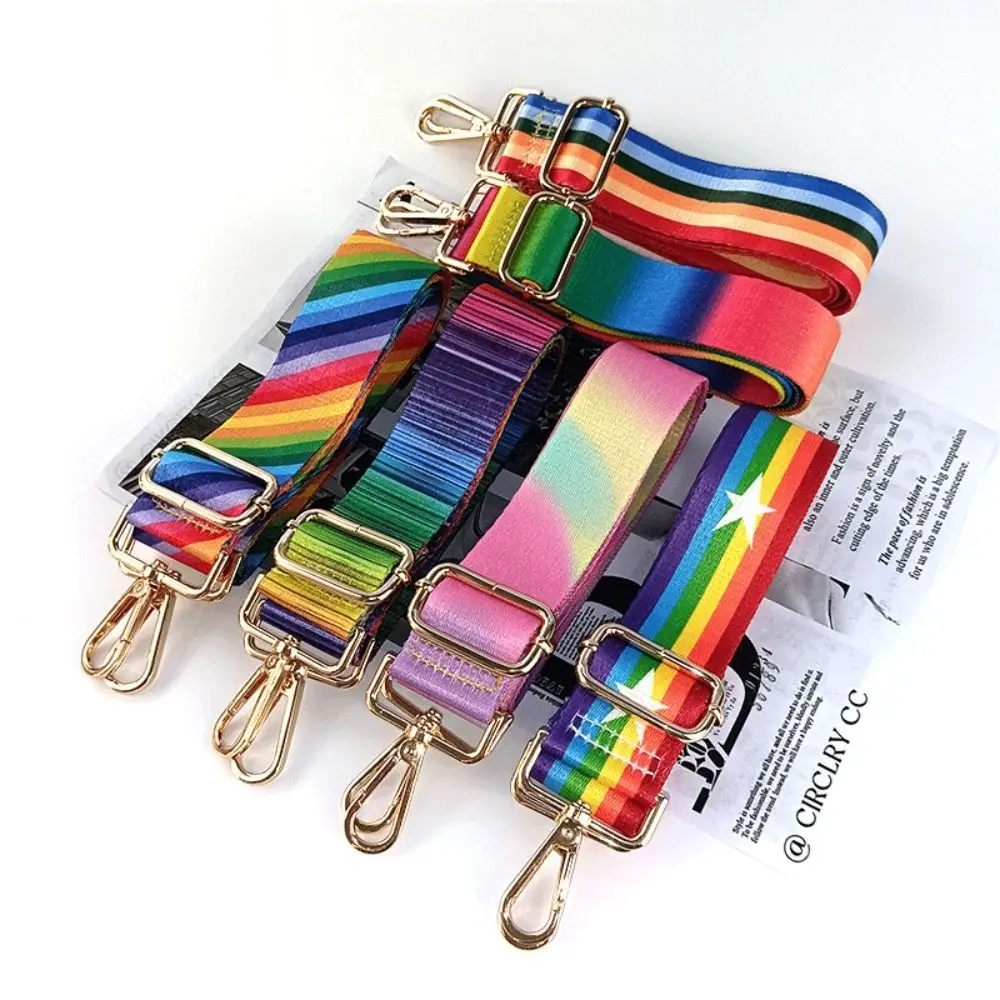 Neuer regenbogen farbener Taschen riemen für verstellbaren Umhängetaschen gürtel für Taschen zubehör Handtaschen gürtel breite Nylon-Umhängetaschen