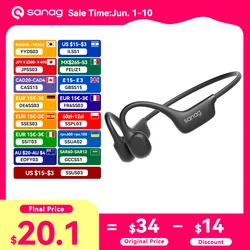 Sanag-Écouteurs sans fil Bluetooth 5.4 True Sophia Conduction, B21S, AAC HiFi, Bass Médiateur phones, dehors, Running Earbuds
