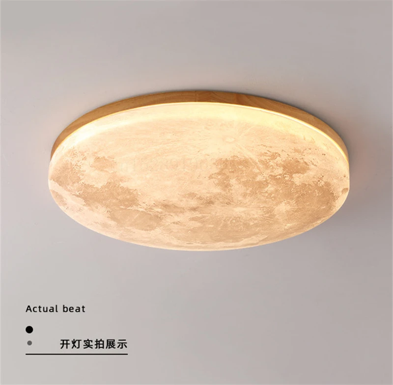 Moon Ceiling Lamp 12W  24W 36W Solid Wood Led Ceiling Lamp for Bedroom Living Room Dining Room Home Decor Indoor Lights Lighting